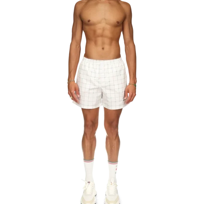 Badehose mit Tennis-Karomuster