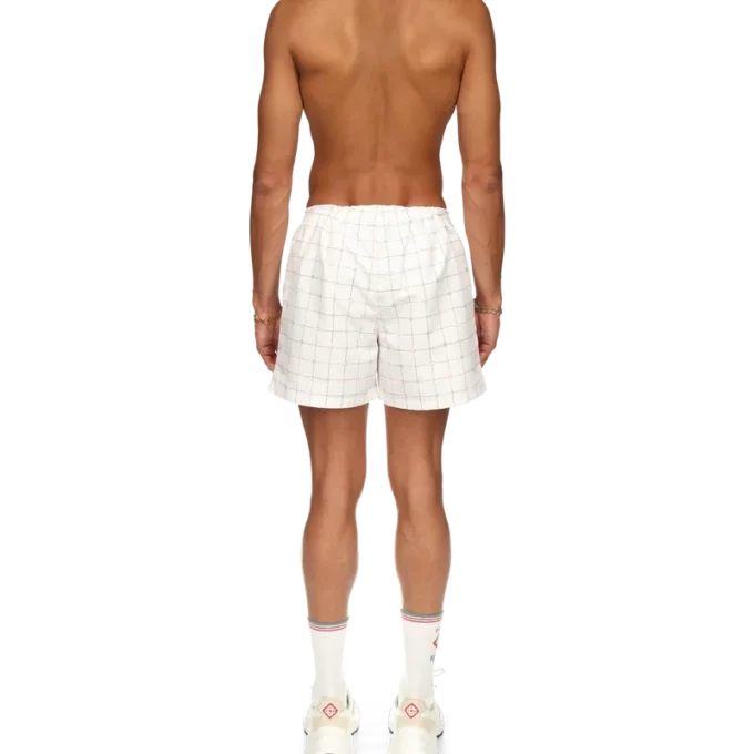 Badehose mit Tennis-Karomuster