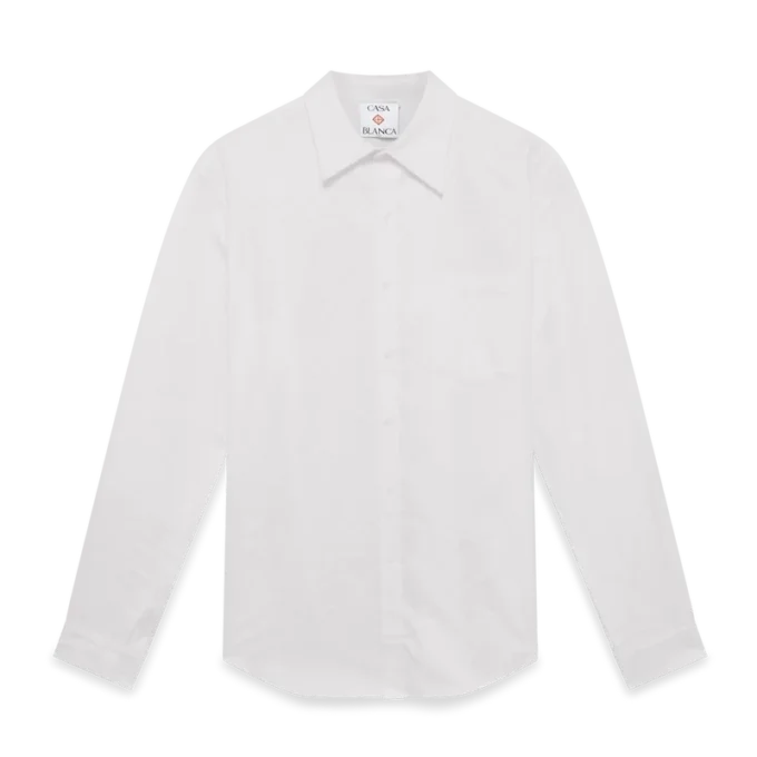 Baumwoll-Oxford-Hemd mit Monogramm-Jacquard