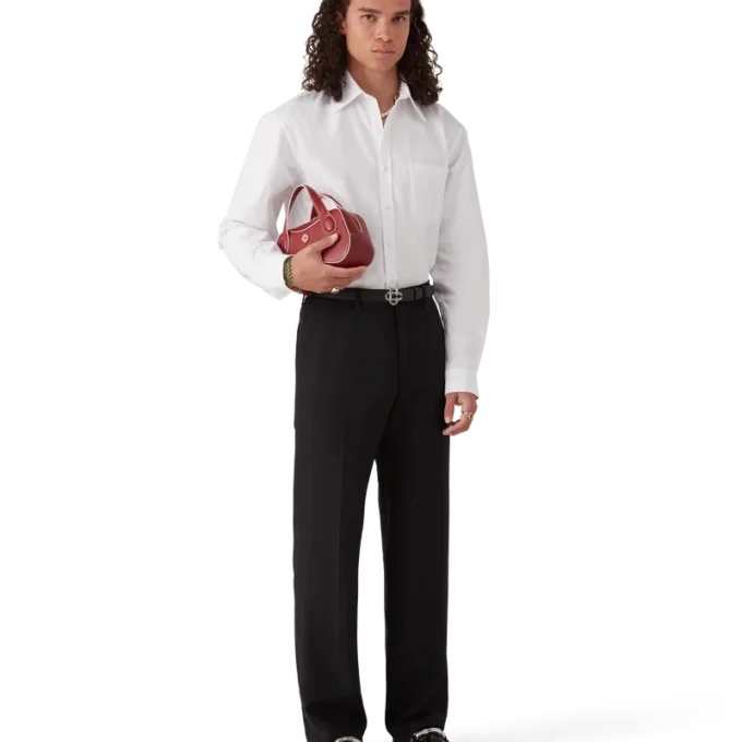 Baumwoll-Oxford-Hemd mit Monogramm-Jacquard