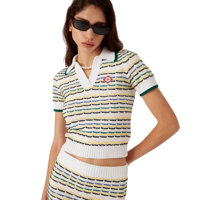 Baumwoll-Poloshirt mit Tuck-Stich und verkürztem Schnitt