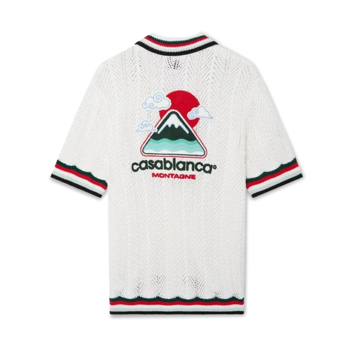 Baumwoll-Shirt „Montagne Ondulee“ mit kurzen Ärmeln und Häkeloptik Baumwoll-Shirt „Montagne Ondulee“ mit kurzen Ärmeln und Häkeloptik