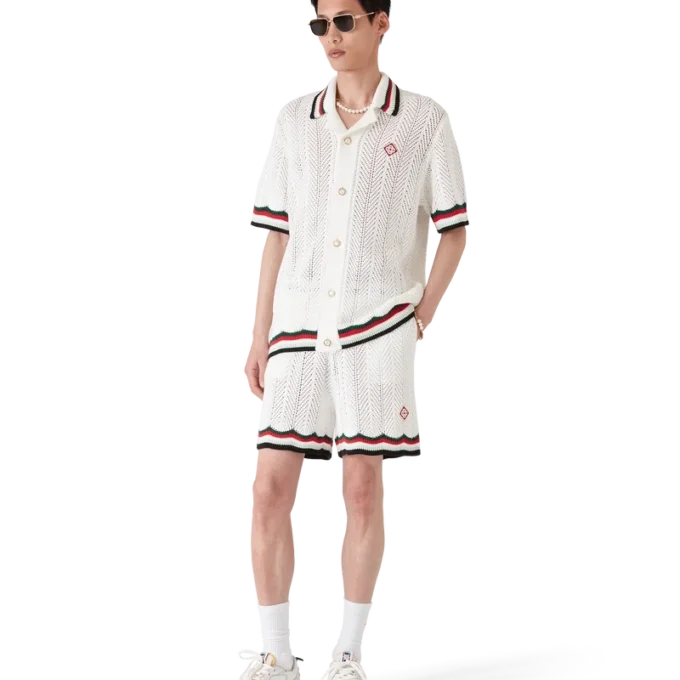 Baumwoll-Shirt „Montagne Ondulee“ mit kurzen Ärmeln und Häkeloptik Baumwoll-Shirt „Montagne Ondulee“ mit kurzen Ärmeln und Häkeloptik