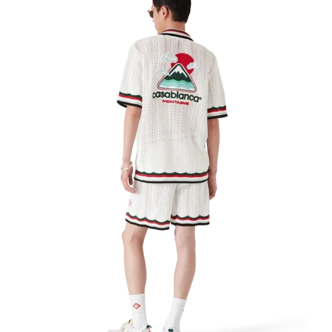 Baumwoll-Shirt „Montagne Ondulee“ mit kurzen Ärmeln und Häkeloptik Baumwoll-Shirt „Montagne Ondulee“ mit kurzen Ärmeln und Häkeloptik