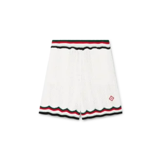 Baumwoll-Shorts mit Chevron-Häkelmuster