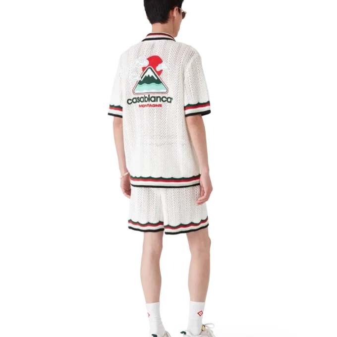 Baumwoll-Shorts mit Chevron-Häkelmuster