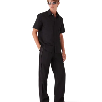 Baumwollhemd mit Monogramm und kurzen Ärmeln