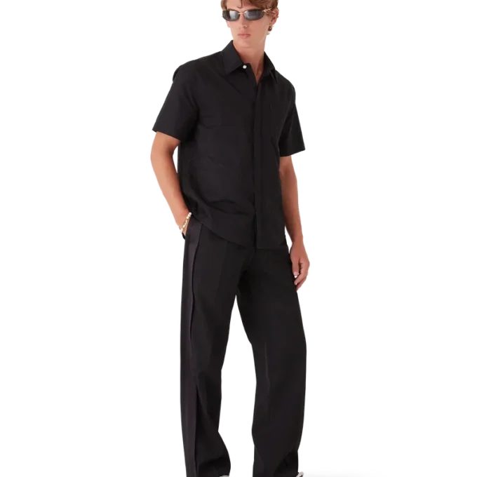 Baumwollhemd mit Monogramm und kurzen Ärmeln