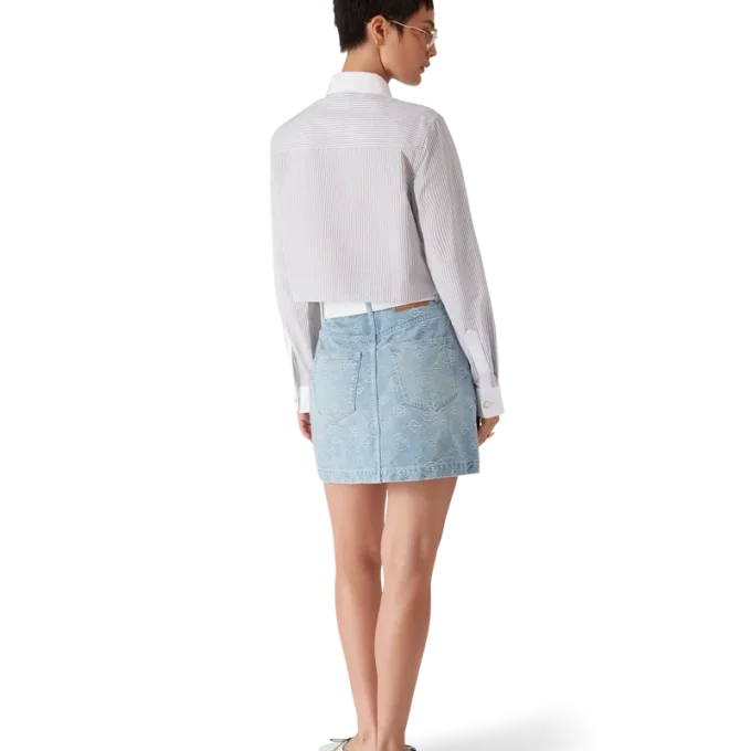 Baumwollhemd mit Nadelstreifen und Stickerei