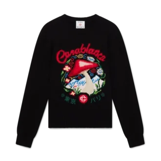 Baumwollpullover mit Pilzstickerei