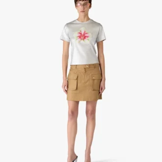 Beiger Baumwoll-Minirock mit Taschen