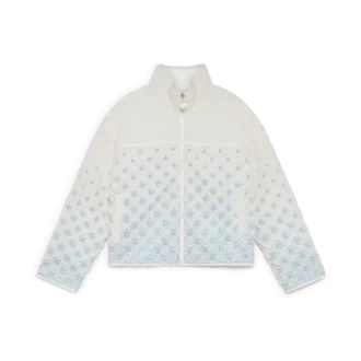 Bestickte, verkürzte Fleecejacke mit Monogramm in Farbverlauf