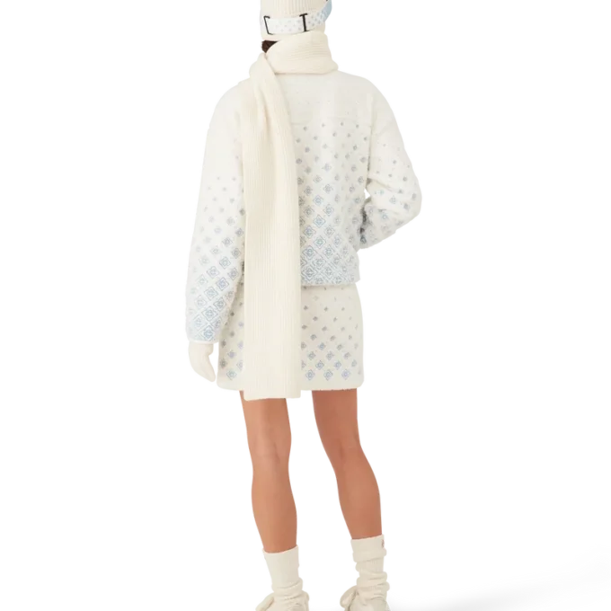 Bestickte, verkürzte Fleecejacke mit Monogramm in Farbverlauf