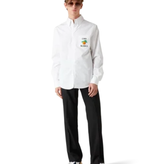 Besticktes orangefarbenes Oxford-Hemd