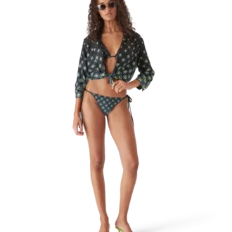 Bikini-Hose mit schwarzem Monogramm in Degradé