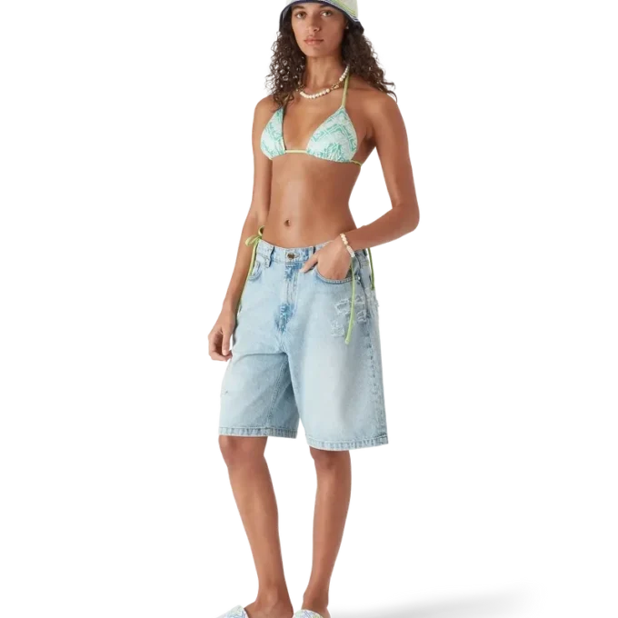 Bikini-Oberteil mit wellenförmigem Monogramm