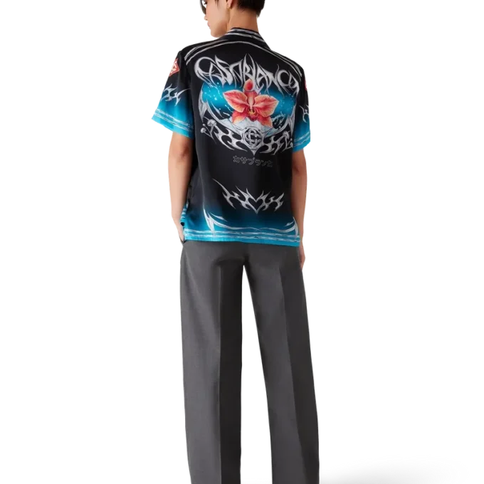 Blades Kurzarm-Hemd aus Seidensatin