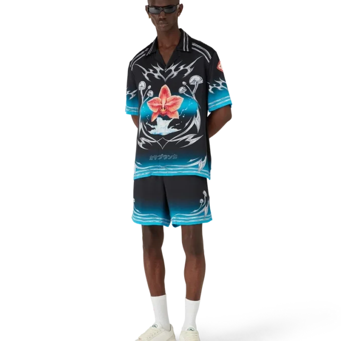 Blades Kurzarmhemd aus Seidensatin