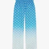 Blaue Seiden-Hose mit Diamond Monogram im Farbverlauf