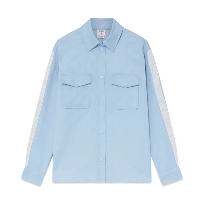 Blaues Monogram-Langarmhemd Blaues Monogram-Langarmhemd