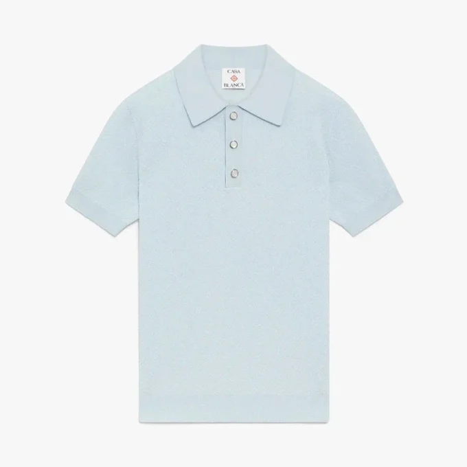 Blaues Pointelle-Monogramm-Poloshirt mit Shorts