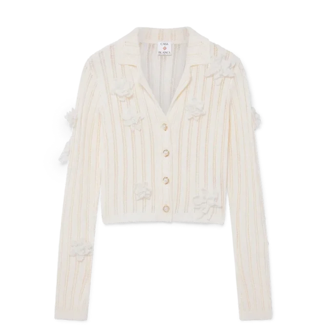 Blumen-Spitzen-Strickhemd Blumen-Spitzen-Strickhemd