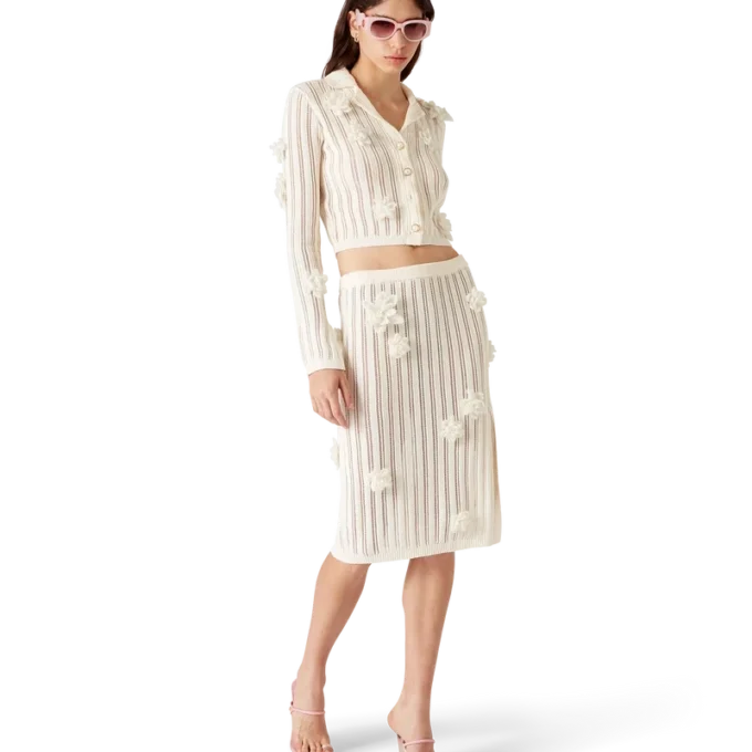 Blumen-Spitzen-Strickhemd Blumen-Spitzen-Strickhemd