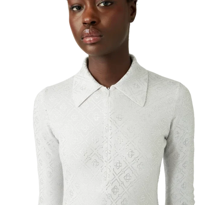 Bodysuit aus Strick mit Kristall-Monogramm