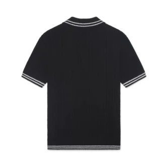 Bouclé-Poloshirt mit silbernen Verzierungen