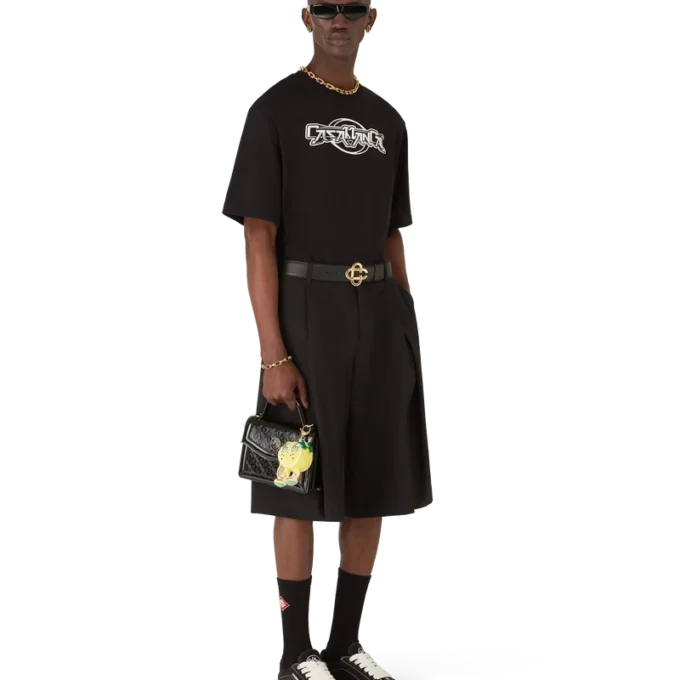 Casablanca Chrome Oversized-Short-T-Shirt mit kurzen Ärmeln Casablanca Chrome Oversized-Short-T-Shirt mit kurzen Ärmeln