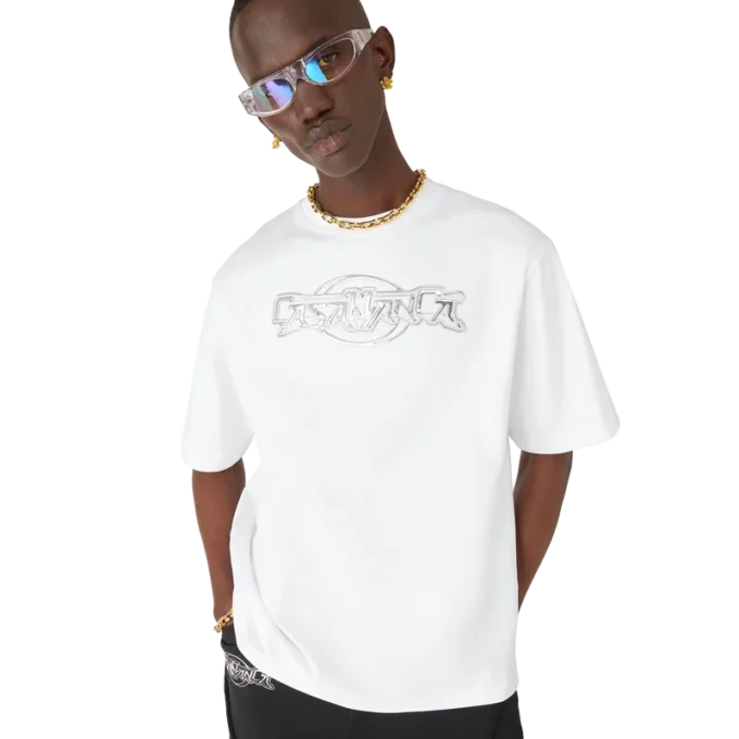 Casablanca Chrome Oversized-Short-T-Shirt mit kurzen Ärmeln Casablanca Chrome Oversized-Short-T-Shirt mit kurzen Ärmeln