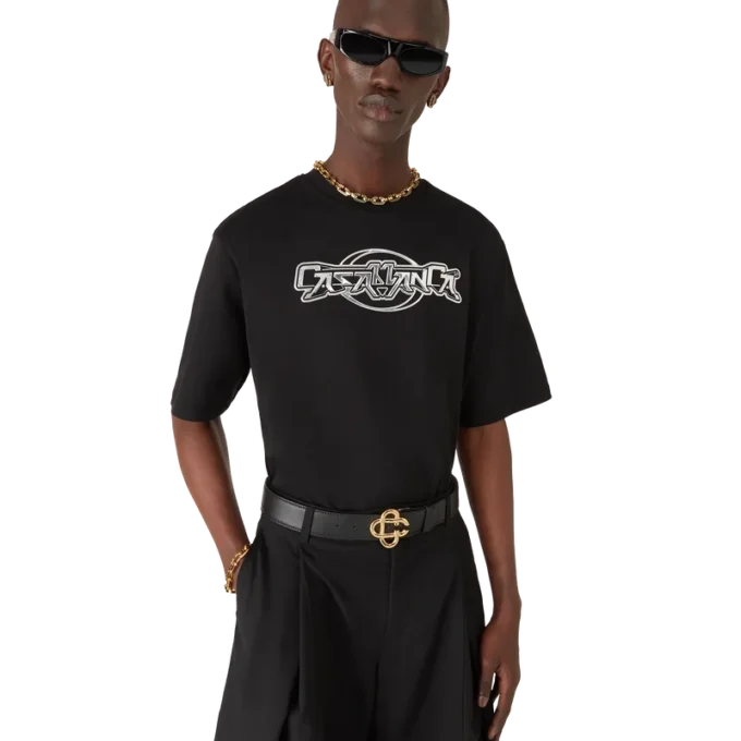 Casablanca Chrome Oversized-Short-T-Shirt mit kurzen Ärmeln Casablanca Chrome Oversized-Short-T-Shirt mit kurzen Ärmeln