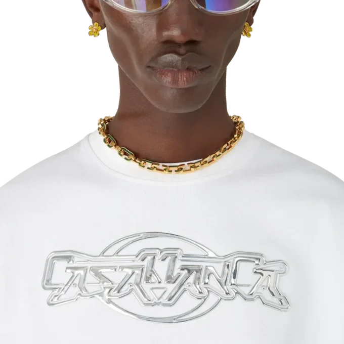 Casablanca Chrome Oversized-Short-T-Shirt mit kurzen Ärmeln Casablanca Chrome Oversized-Short-T-Shirt mit kurzen Ärmeln