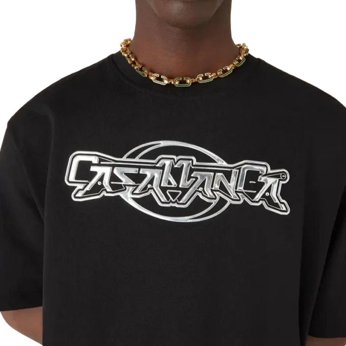 Casablanca Chrome Oversized-Short-T-Shirt mit kurzen Ärmeln Casablanca Chrome Oversized-Short-T-Shirt mit kurzen Ärmeln