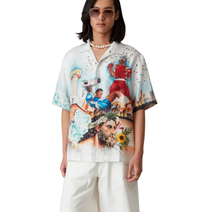 Celebration Du Sport Kurzarm-Seidenhemd