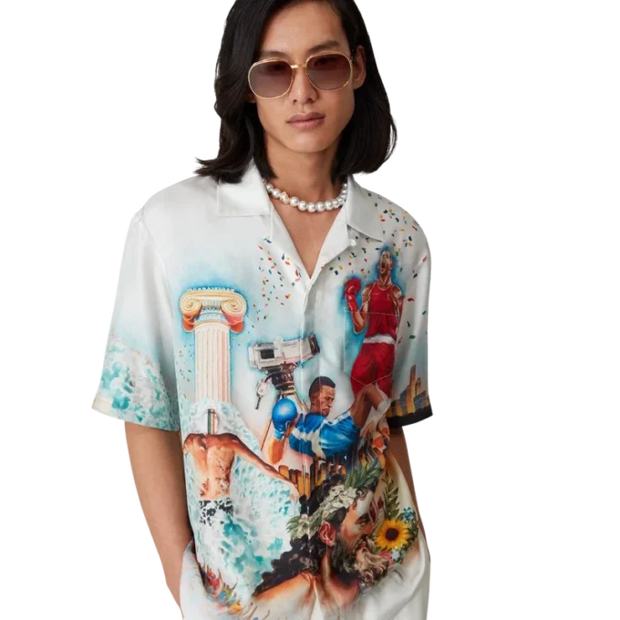 Celebration Du Sport Kurzarm-Seidenhemd