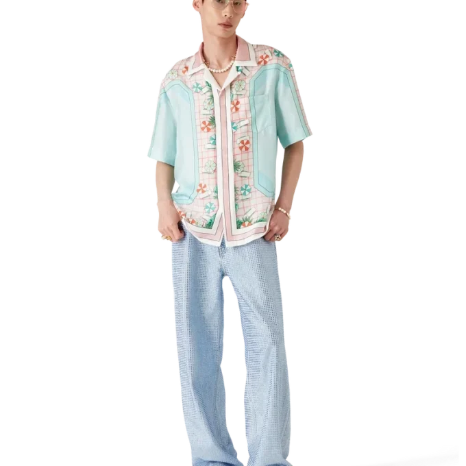 Copacabana Kurzarm-Seidenhemd mit Shorts