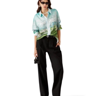 Dalmatian a La Montagne Langarm-Seidenhemd