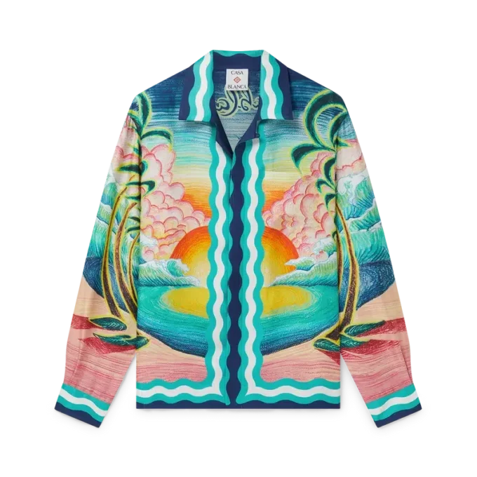 Danse De La Mer Langarm-Seidenhemd