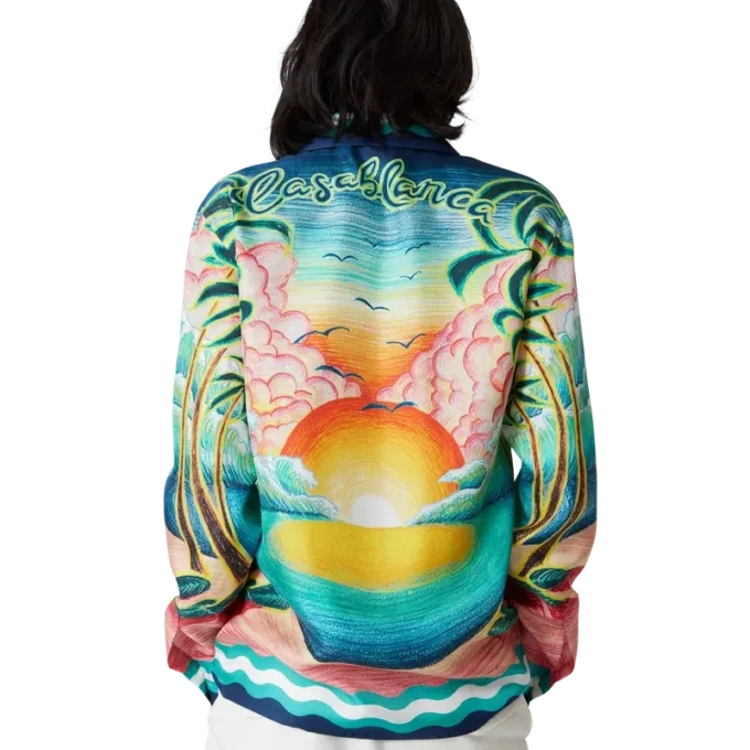 Danse De La Mer Langarm-Seidenhemd