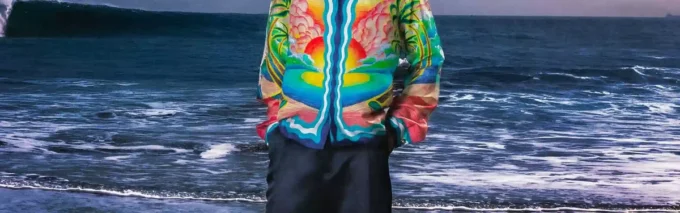 Danse De La Mer Langarm-Seidenhemd