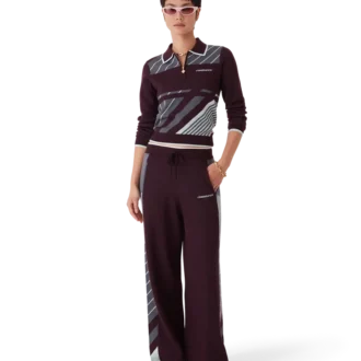 Diagonal Tennis Merino Langarm-Poloshirt