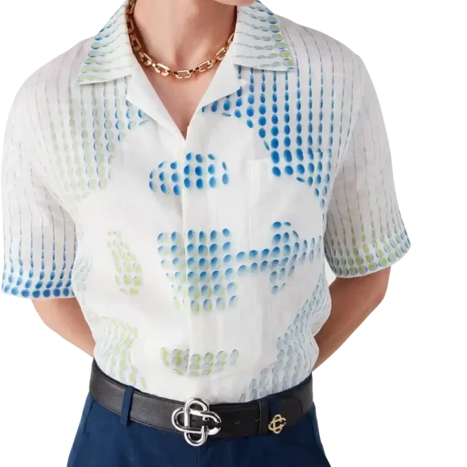 Dots Kurzarm-Leinenhemd