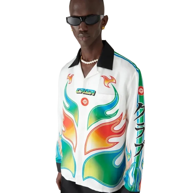 Flame Laurel Langarmhemd aus Seidentwill