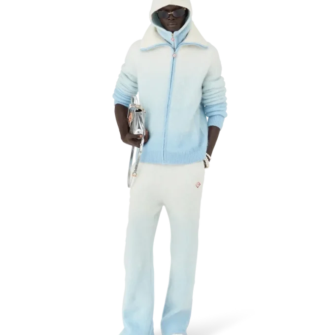 Flauschige Mohair-Jacke mit Reißverschluss und Farbverlauf