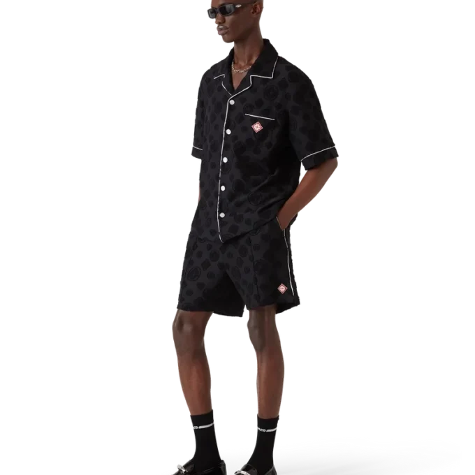 Frottee-Monogramm-Hemd mit kurzen Shorts