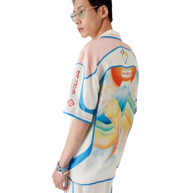 Fuji Dream Kurzarm-Seidenhemd mit Shorts