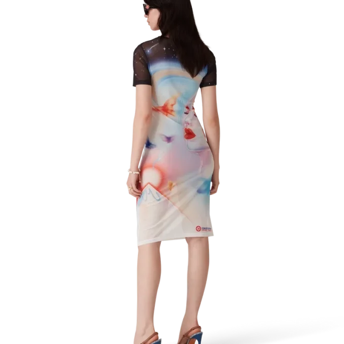 Galactic Connection Mesh-Kleid mit kurzen Ärmeln Galactic Connection Mesh-Kleid mit kurzen Ärmeln