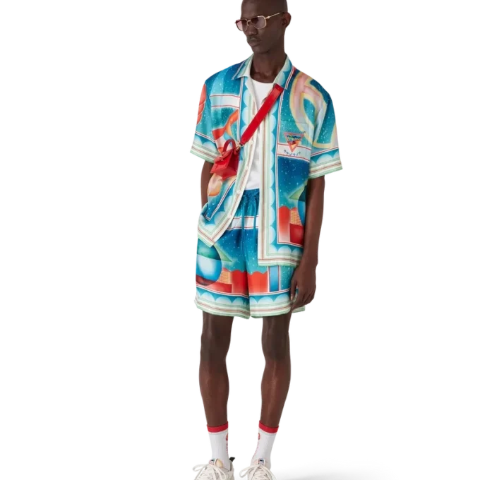 Galaxy Court Kurzarm-Seidenhemd