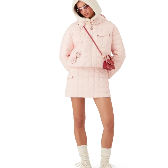 Gesteppte Nylon-Kapuzenjacke